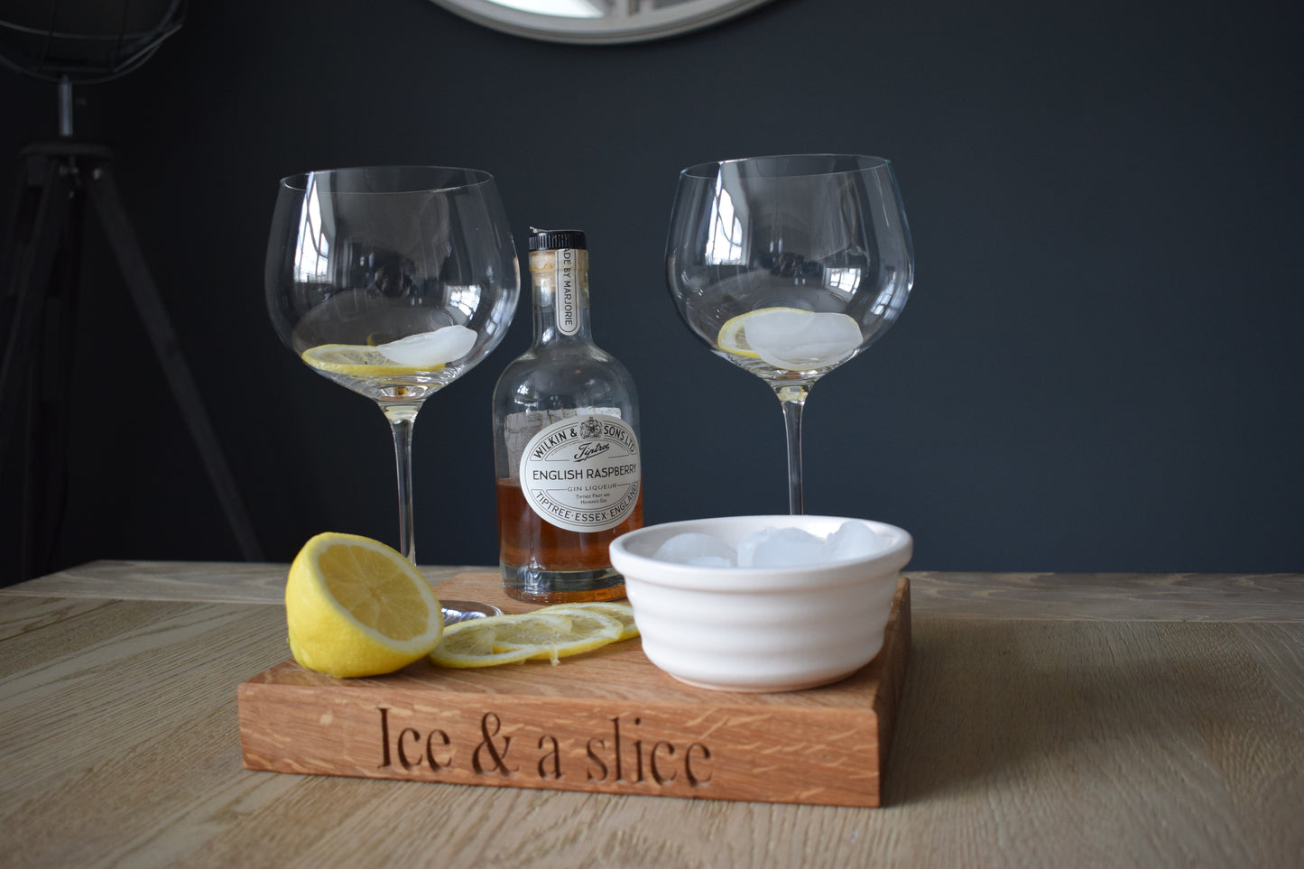Personalised oak Gin and tonic board Great bespoke gifts