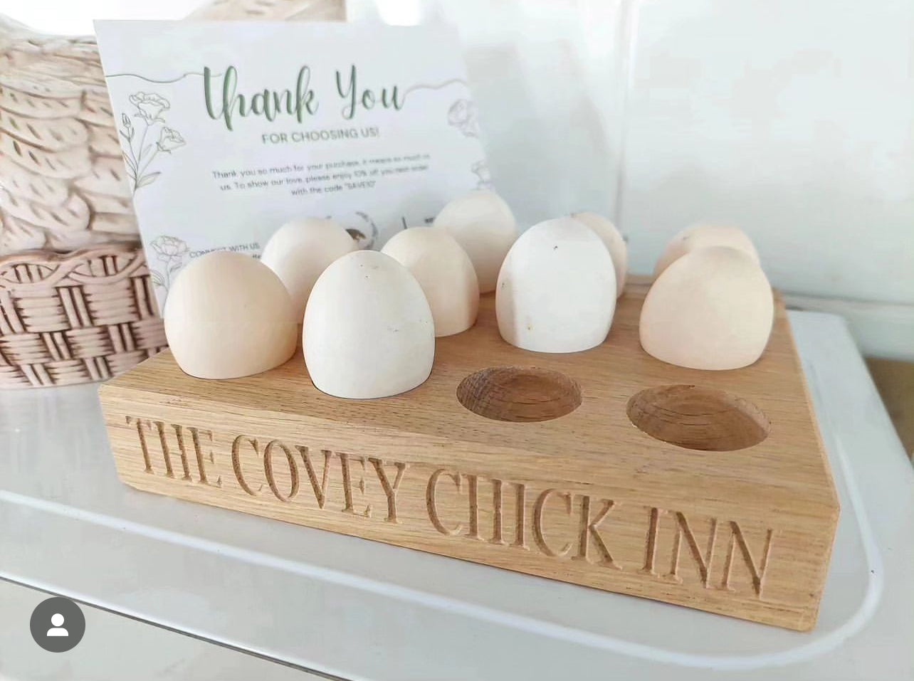 Personalised Oak Bantam Egg Holder