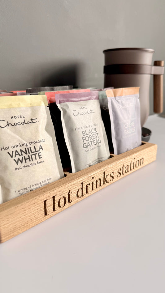 Oak Velvetiser Hot Chocolate Sachet Holder Large Holds 24 Sachets