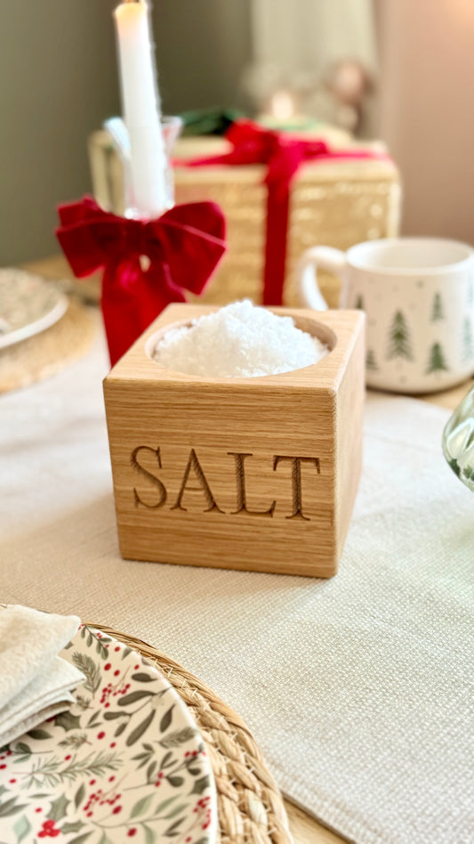 Personalised Large Oak Salt Pig