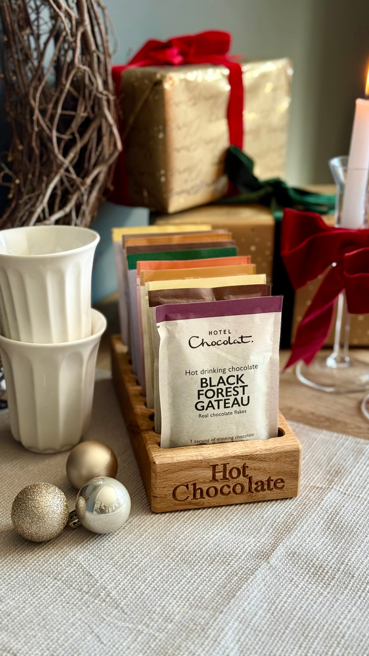 Oak Velvetiser Hot Chocolate Sachet Holder Small Holds 10 Sachets