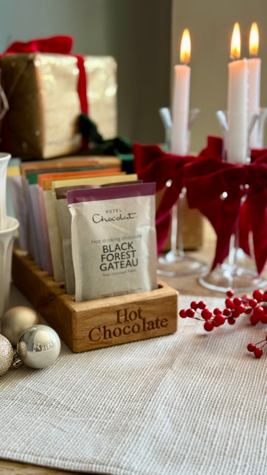 Oak Velvetiser Hot Chocolate Sachet Holder Small Holds 10 Sachets