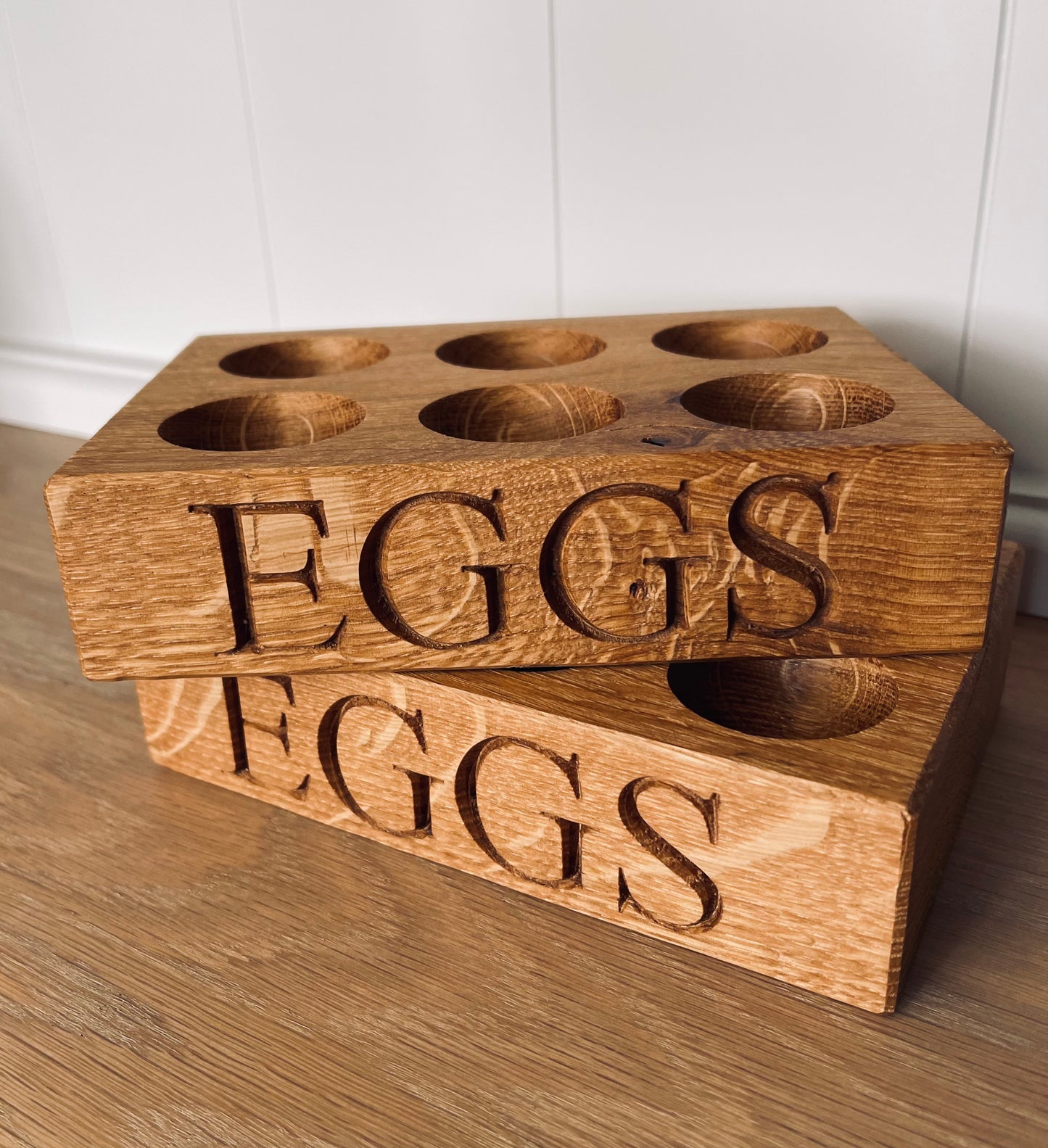 Personalised Oak 6 Egg holder