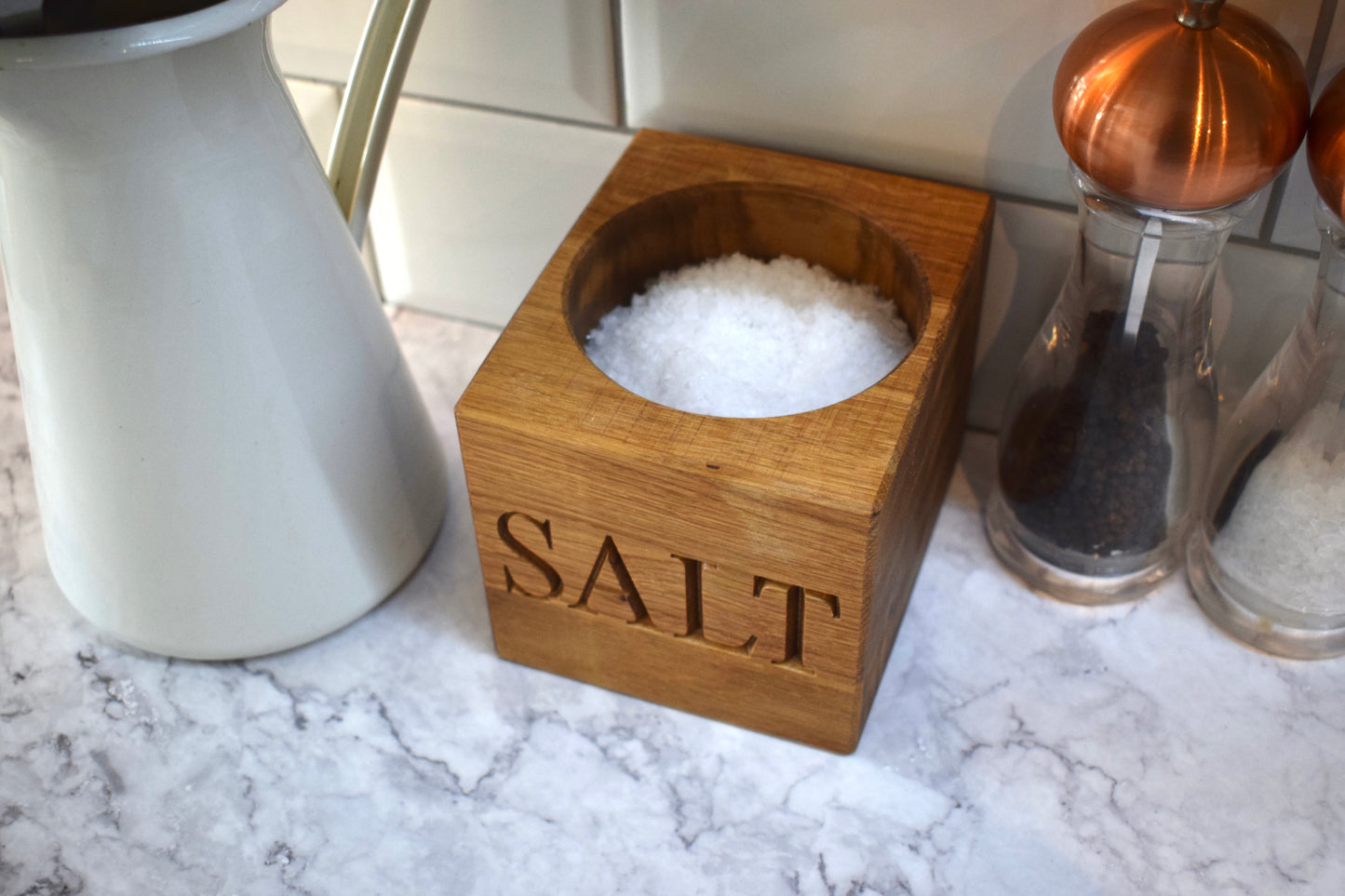 Personalised oak large salt pig As seen on James Martin Saturday kitchen