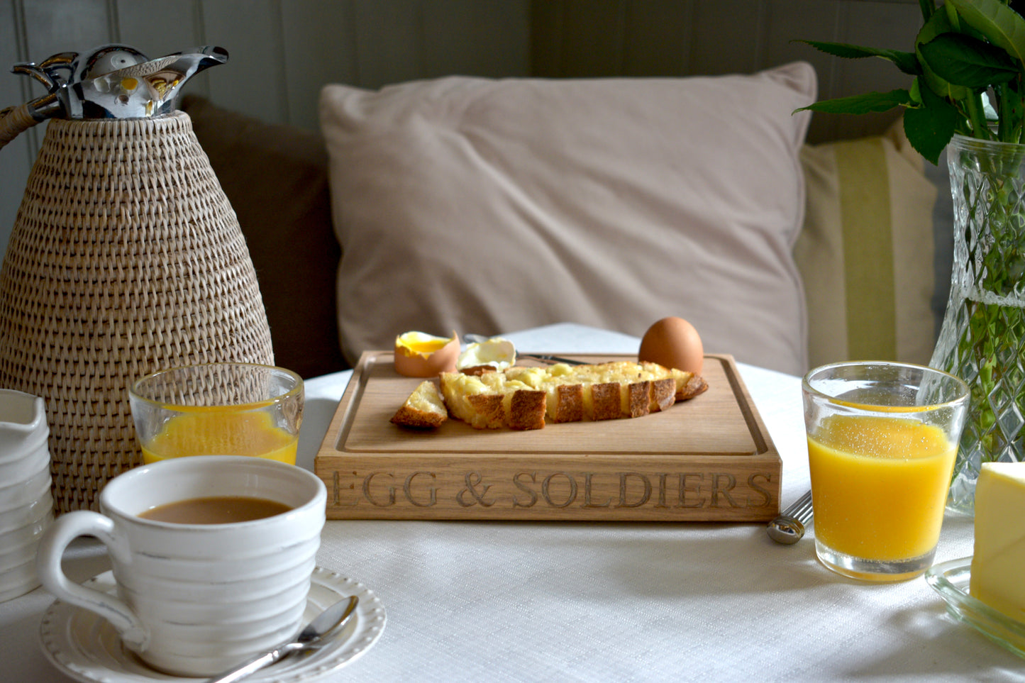 Handmade Personalised Oak Egg and Soldier Board