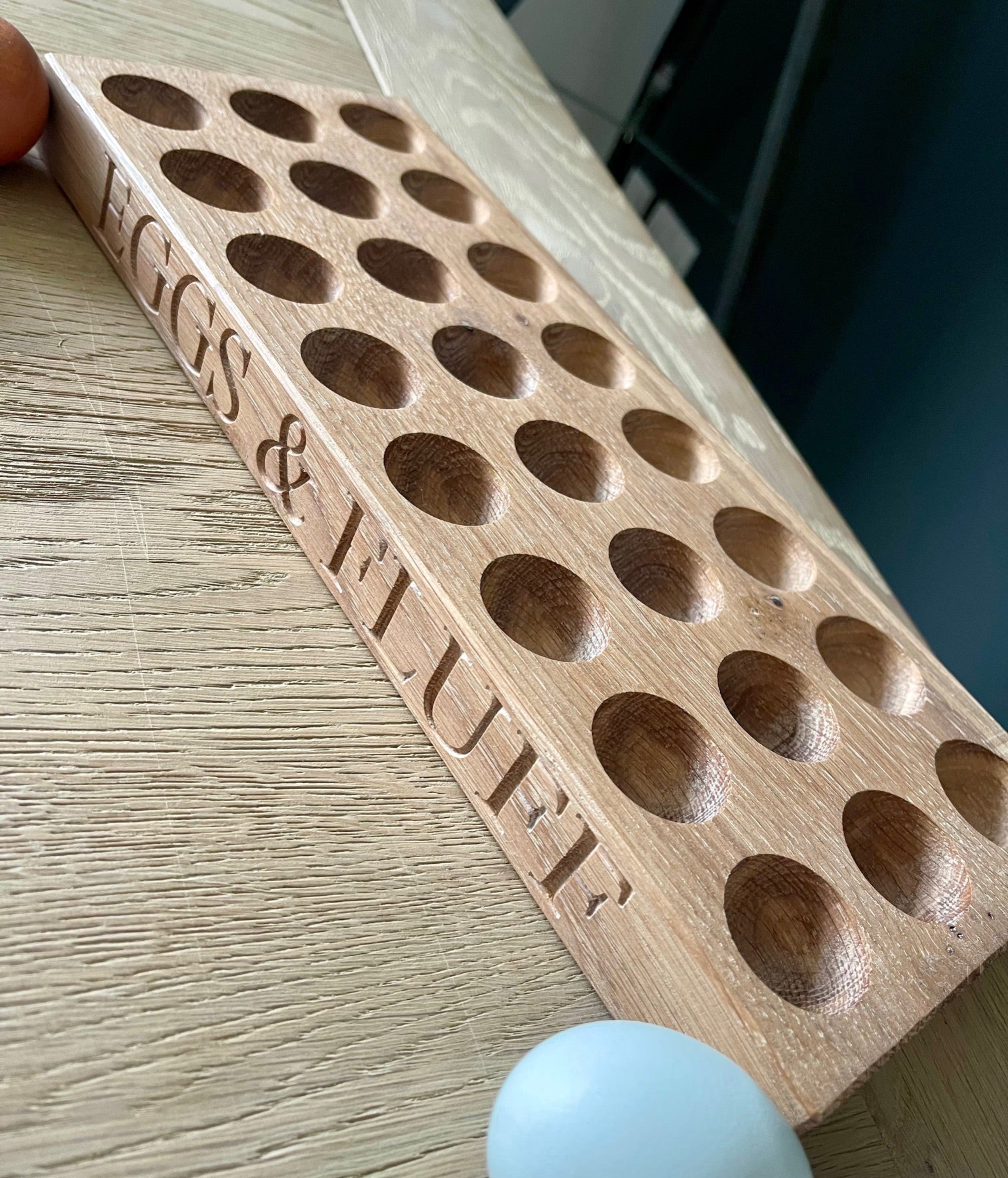 direct ontop of bespoke bantam egg holder