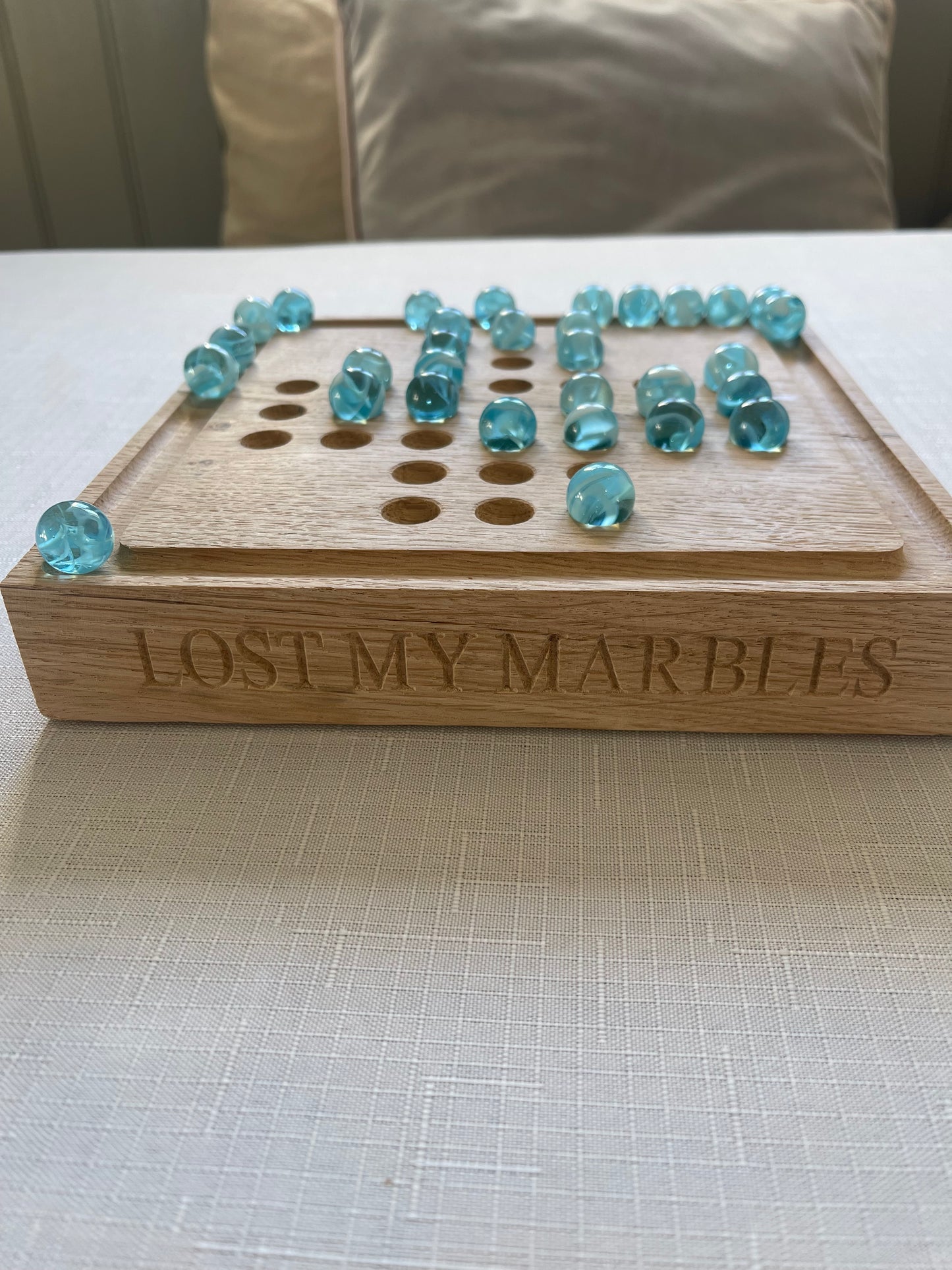 Personalised Marble Solitaire Board, Solid Oak