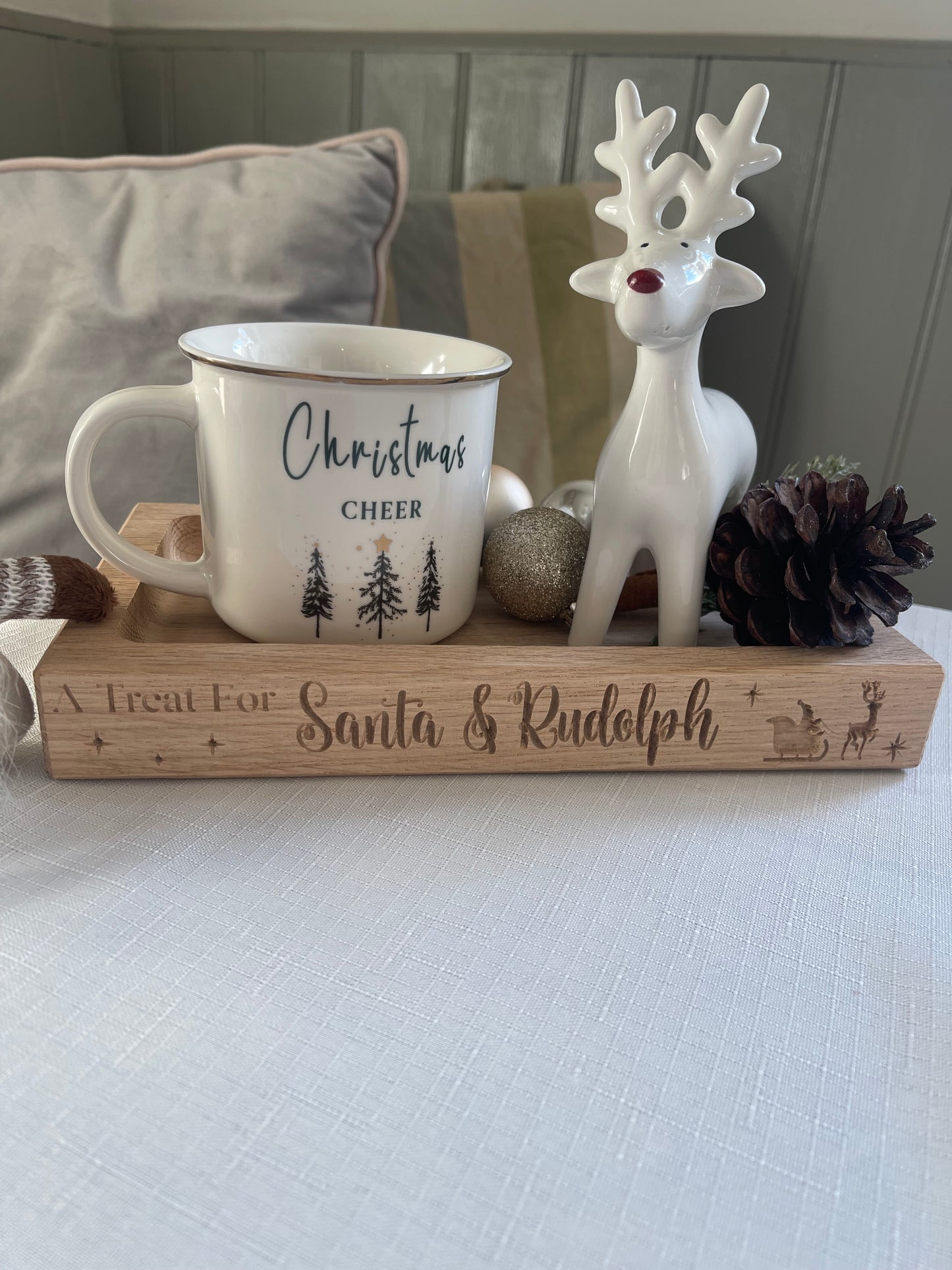 Personalised Oak Christmas Tray