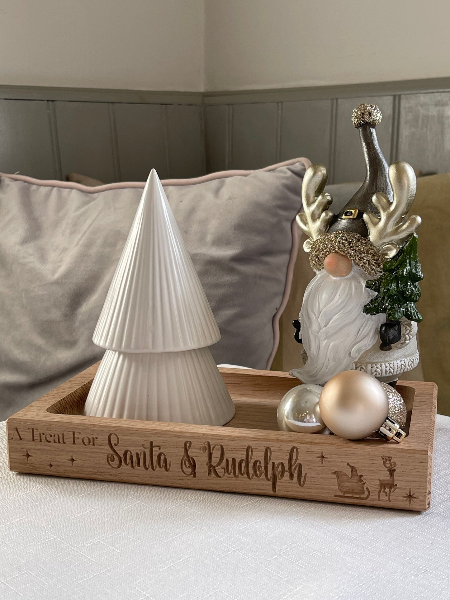 Personalised Oak Christmas Tray