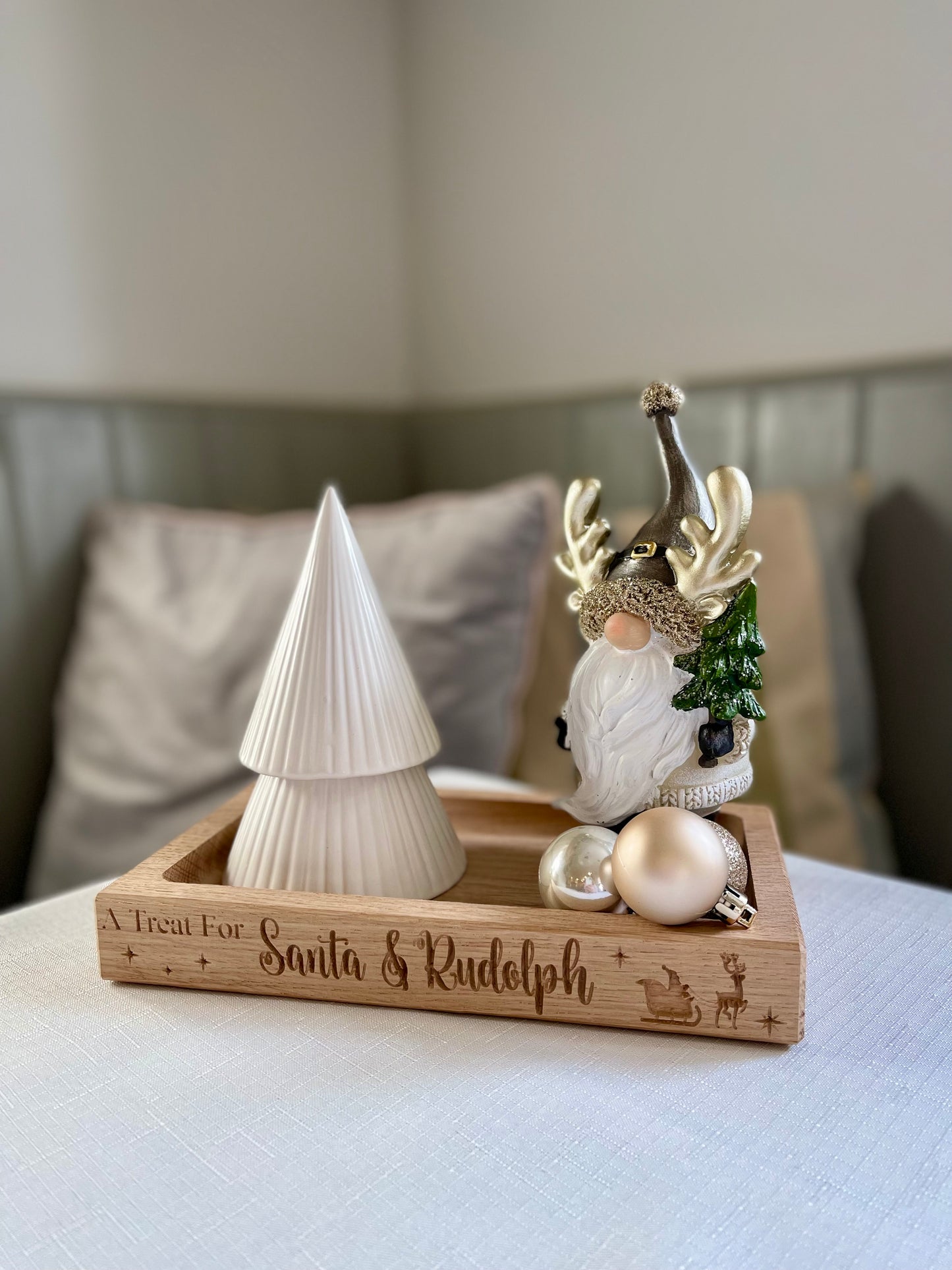 Personalised Oak Christmas Tray