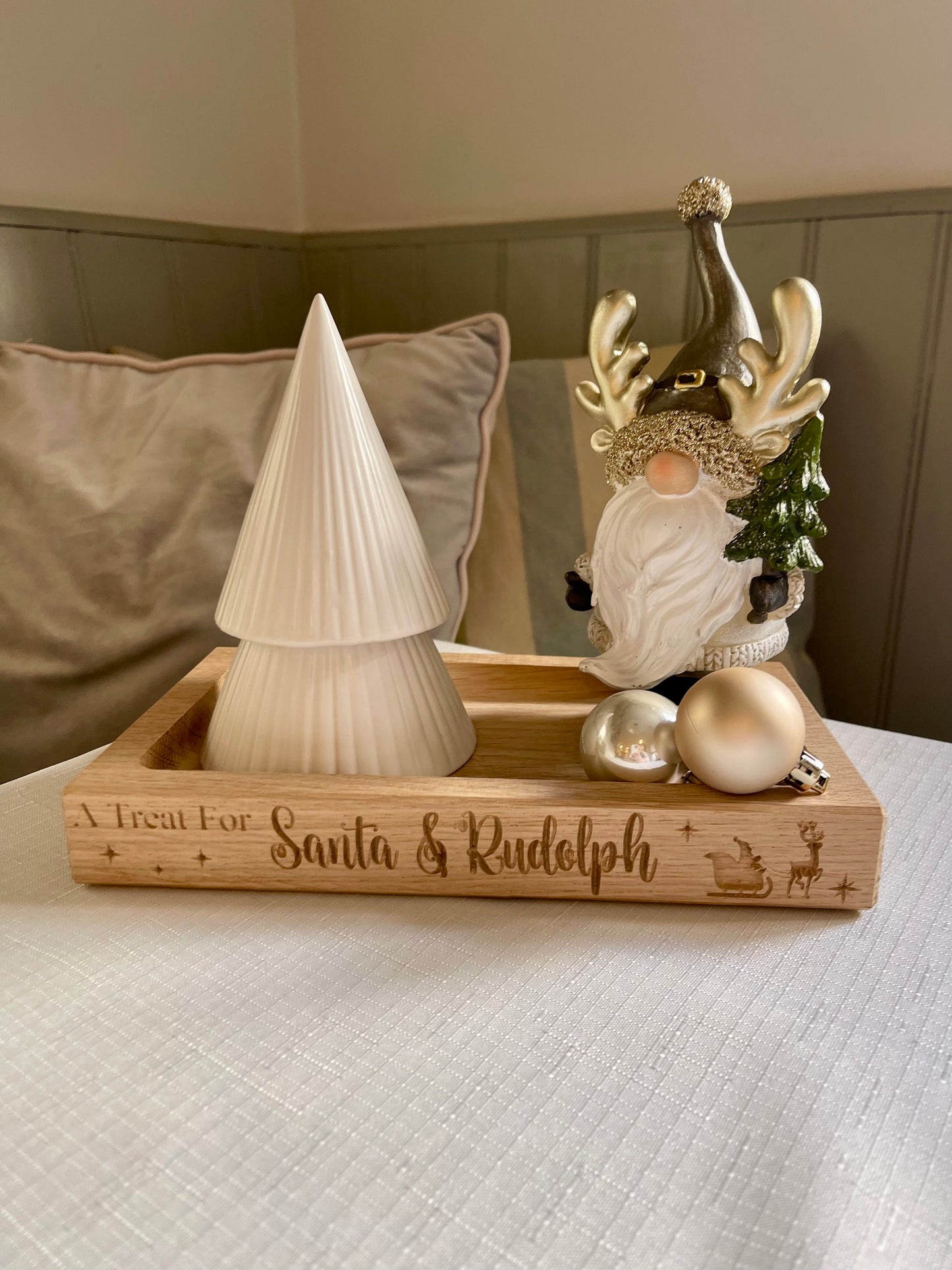 Personalised Oak Christmas Tray