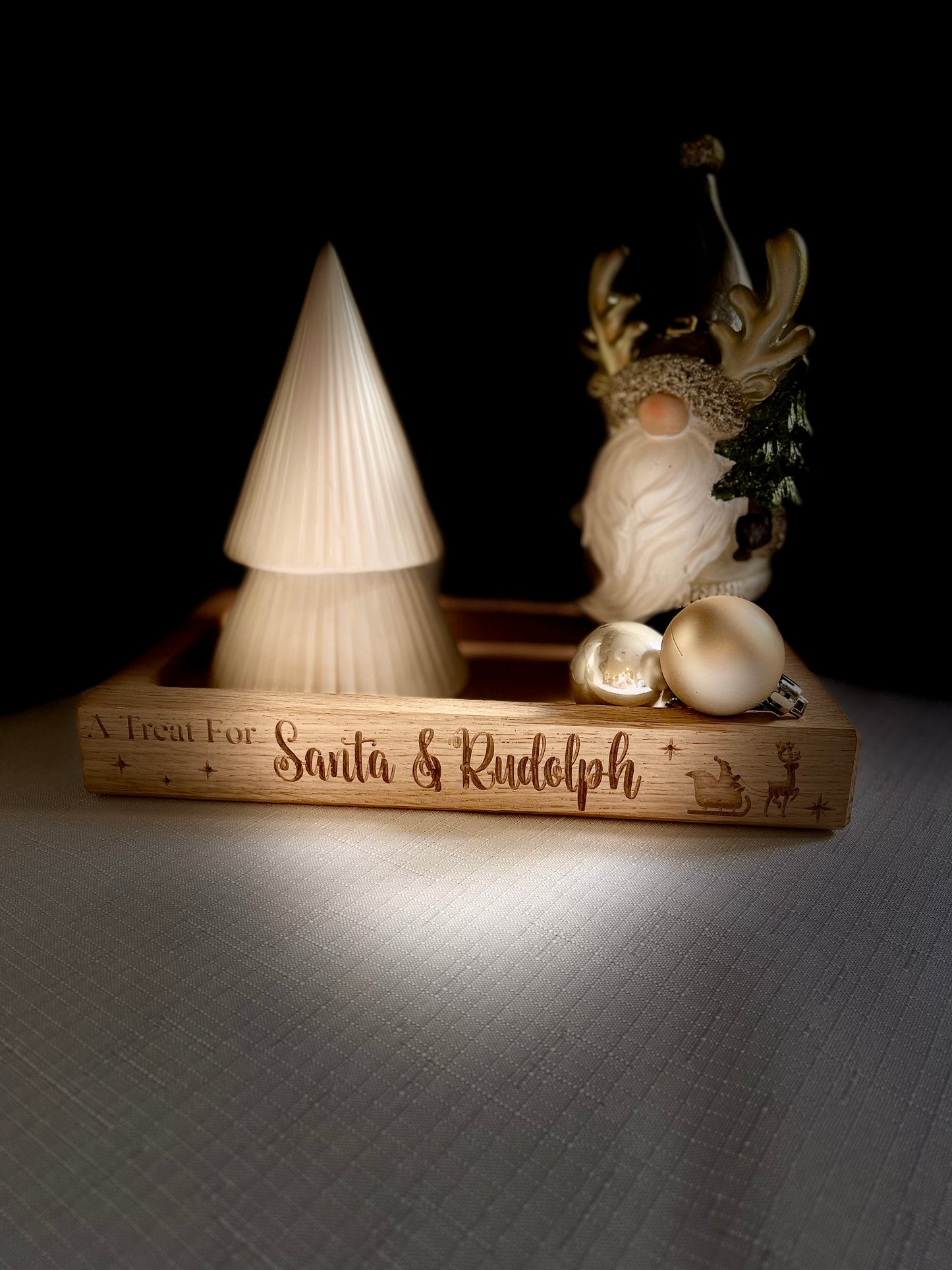 Personalised Oak Christmas Tray