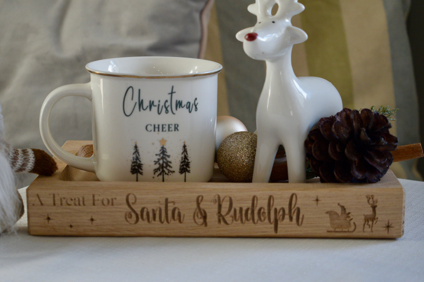 Personalised Oak Christmas Tray