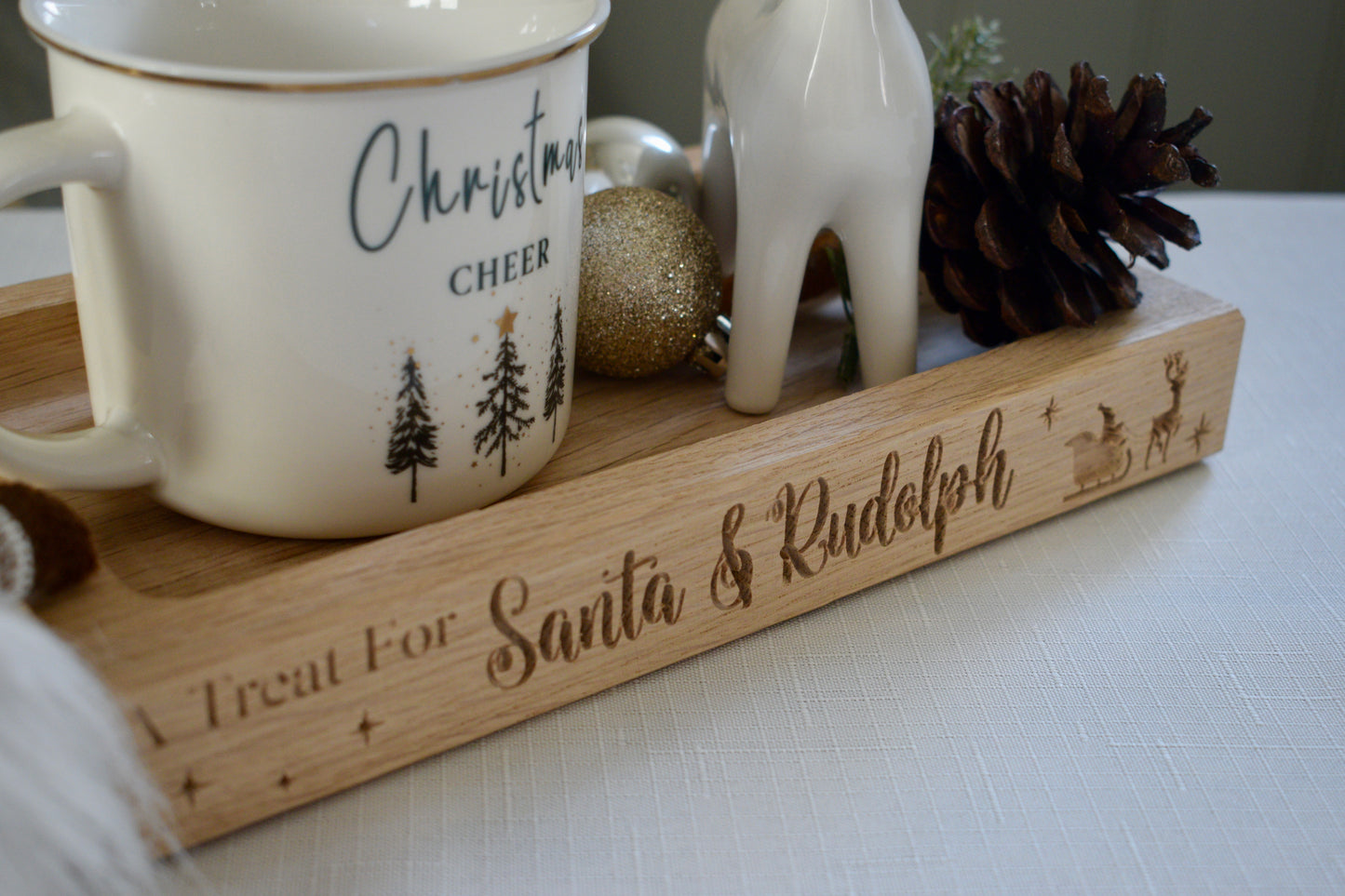 Personalised Oak Christmas Tray