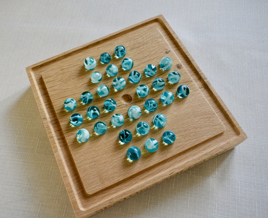 Personalised Marble Solitaire Board, Solid Oak