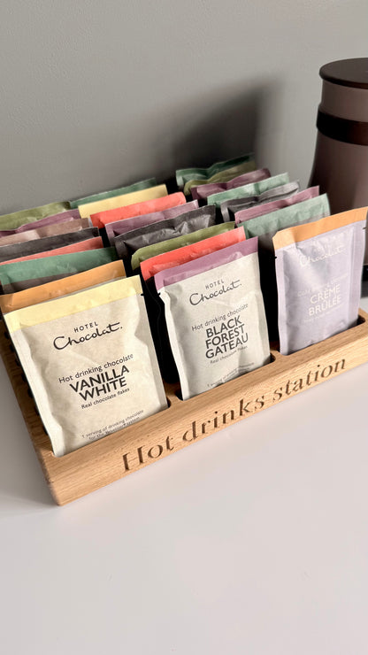 Oak Velvetiser Hot Chocolate Sachet Holder Large Holds 24 Sachets