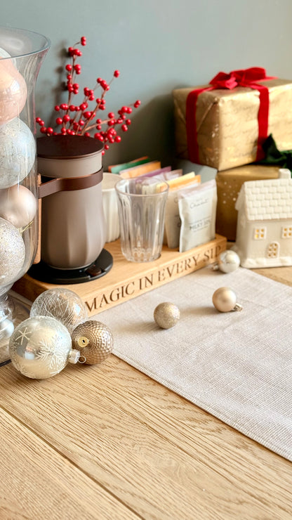 Luxury Handcrafted Oak Tray – Personalised Velvetiser Holder for Hot & Cold Chocolate