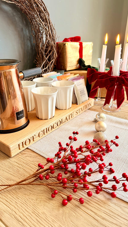 Handcrafted Solid Oak Hot Chocolate Station Storage Tray