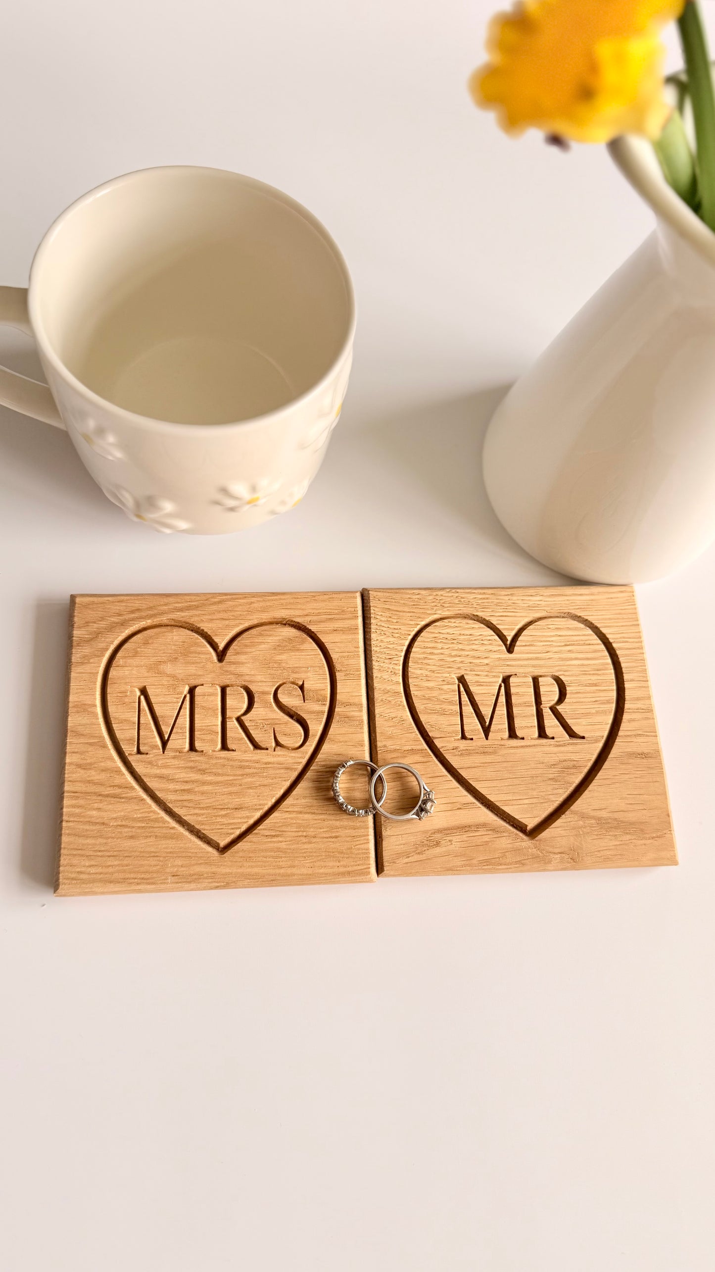 Mr & Mrs Oak Coasters