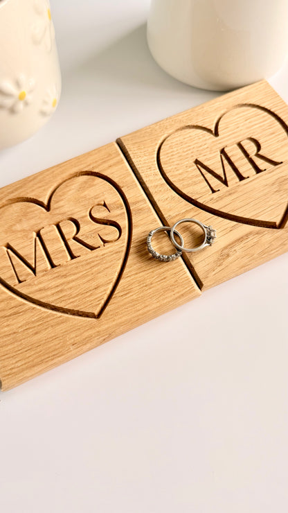 Mr & Mrs Oak Coasters
