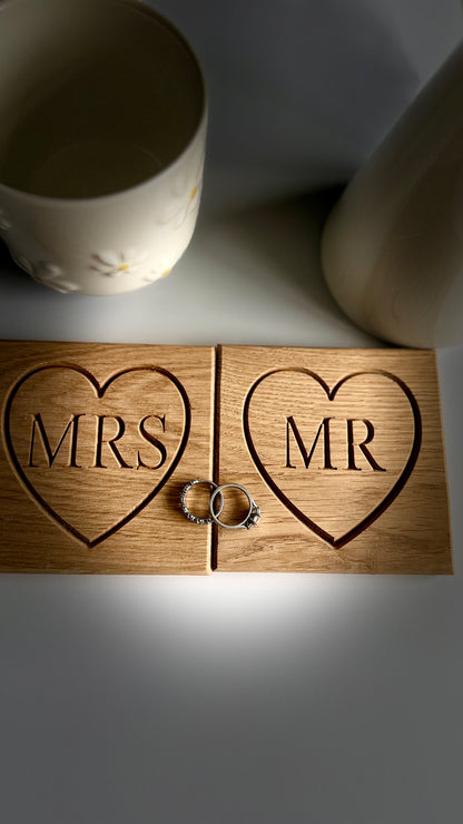 Mr & Mrs Oak Coasters
