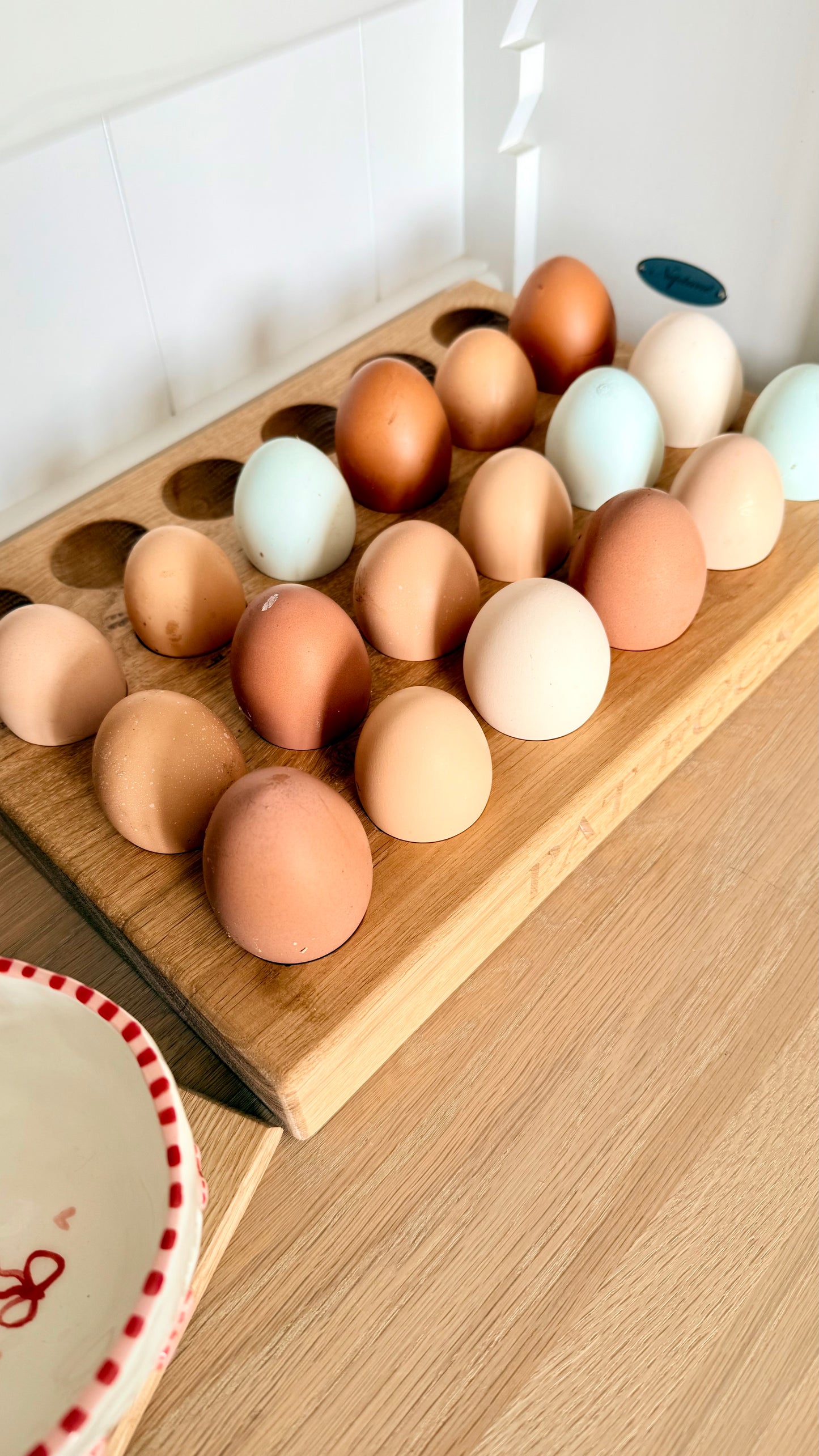 egg holder wooden tray kitchen styling