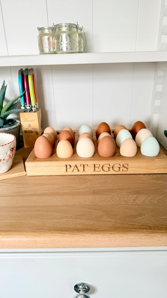 personalised oak egg holder 24 eggs kitchen