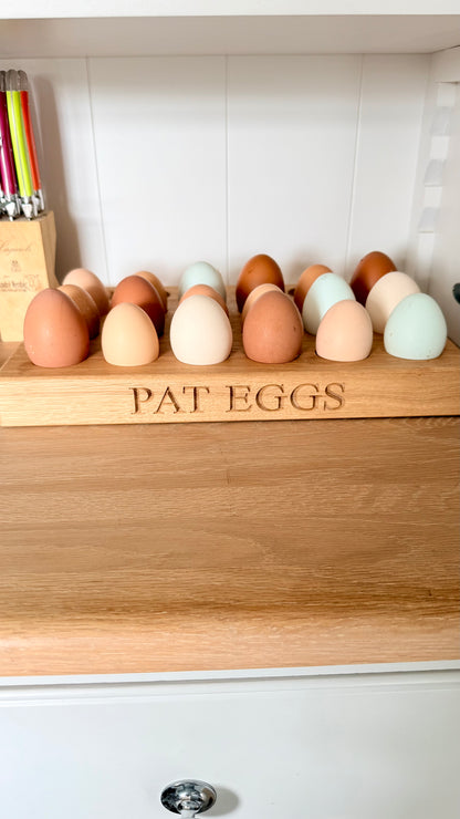 wooden egg holder engraving detail oak