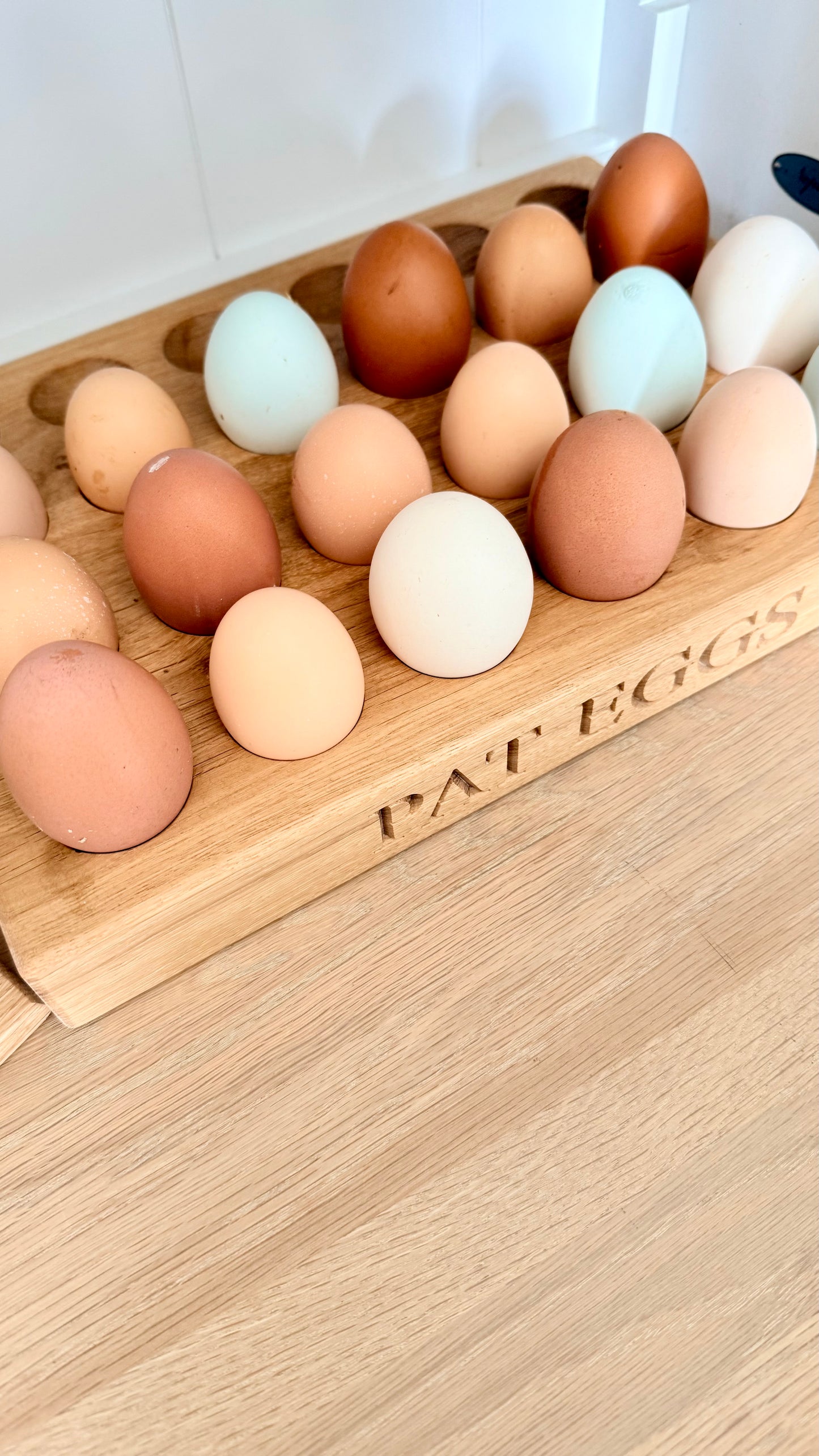 oak egg tray 24 eggs farmhouse kitchen