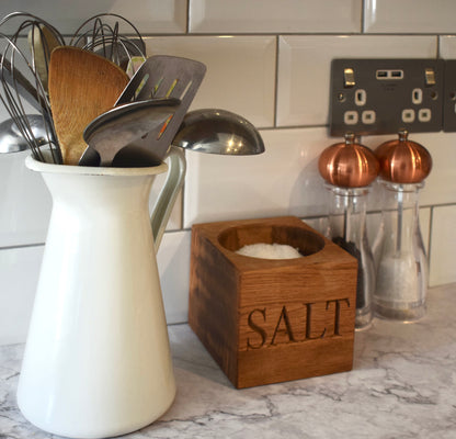 Personalised oak large salt pig 