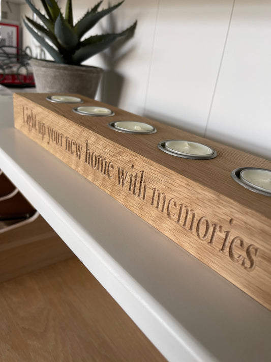 Personalised Engraved Oak Tea Light Holder