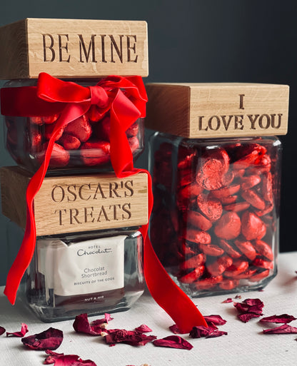 Personalised Oak & Glass Valentine’s Day Jars