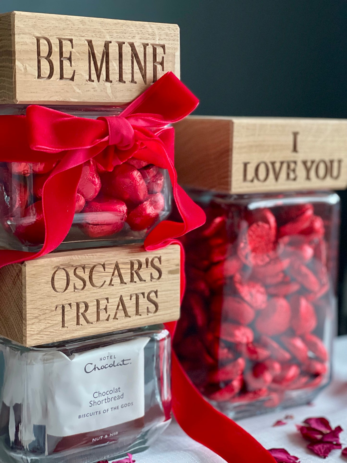 Personalised Oak & Glass Valentine’s Day Jars