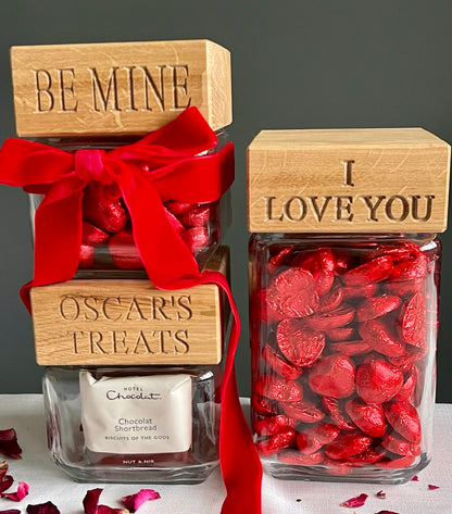 Personalised Oak & Glass Valentine’s Day Jars