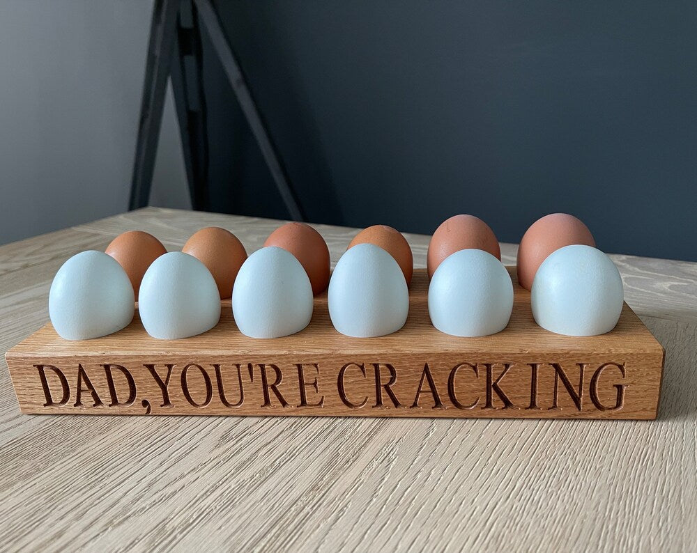 Personalised oak 12 egg holder 